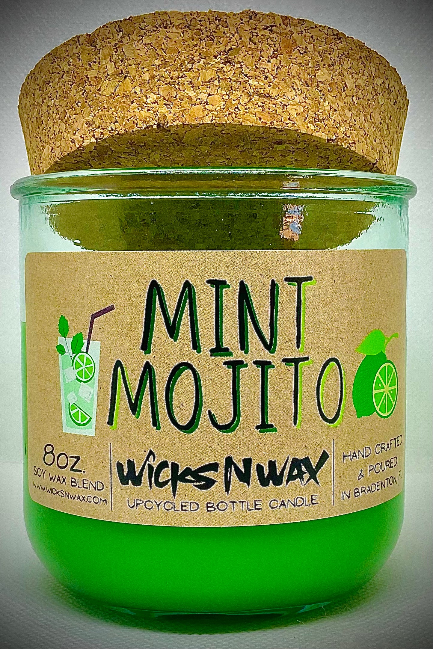 Mint Mojito | Candle | 100% Recycled Glass | WicksNWax