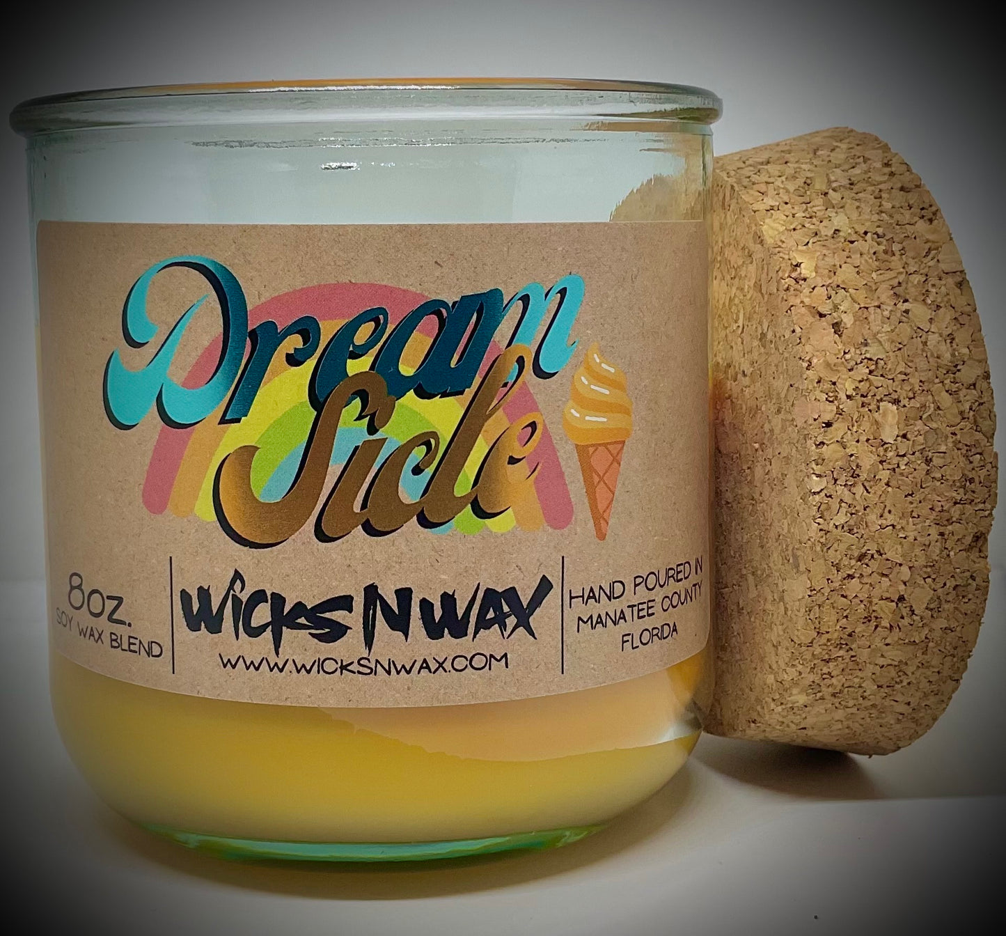 Dreamsicle | Candle | 100% Recycled Glass | WicksNWax