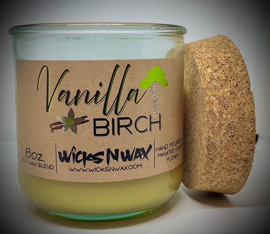 Vanilla Birch | Candle | 100% Recycled Glass | WicksNWax