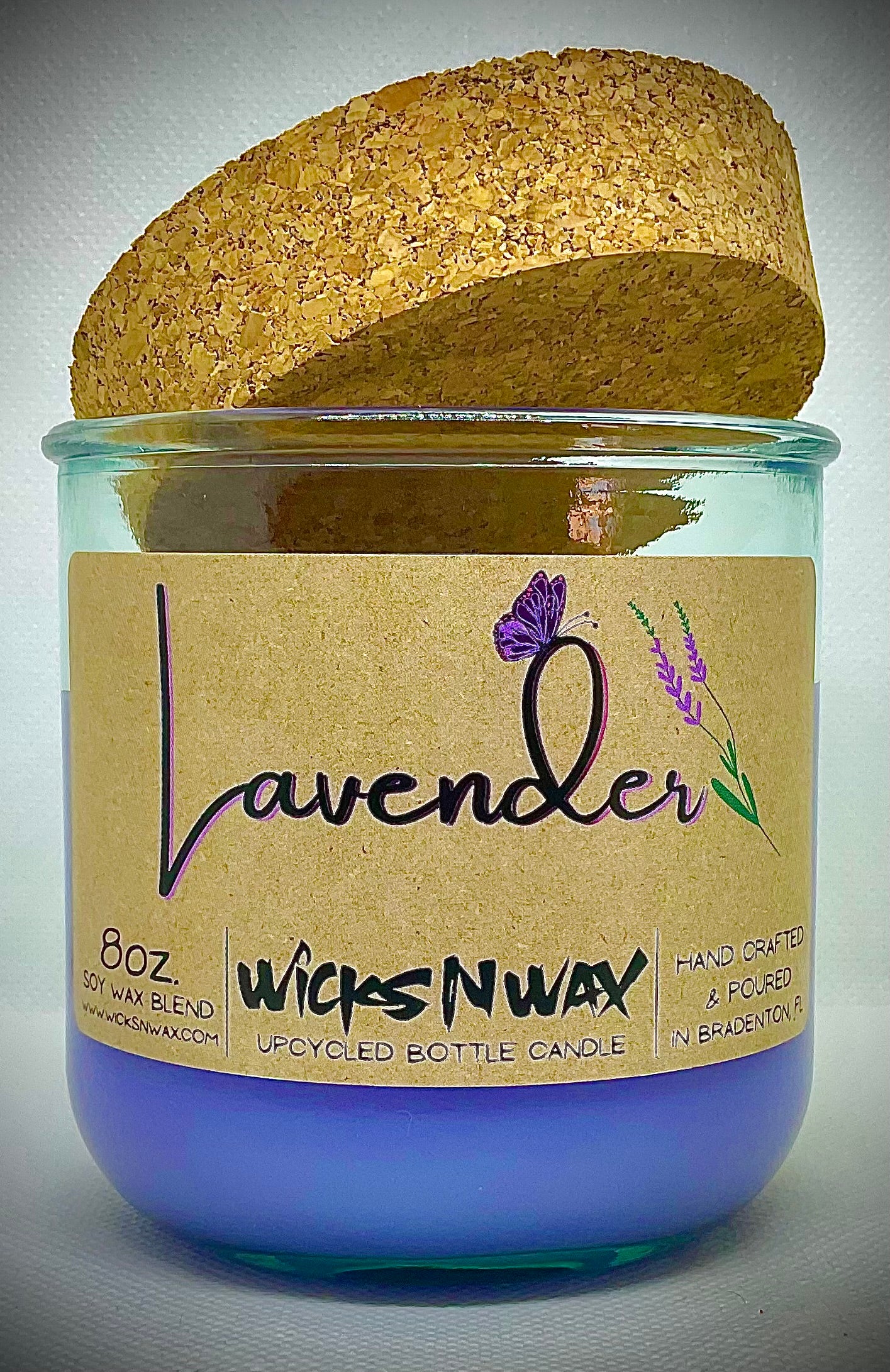 Lavender | Candle | 100% Recycled Glass | WicksNWax