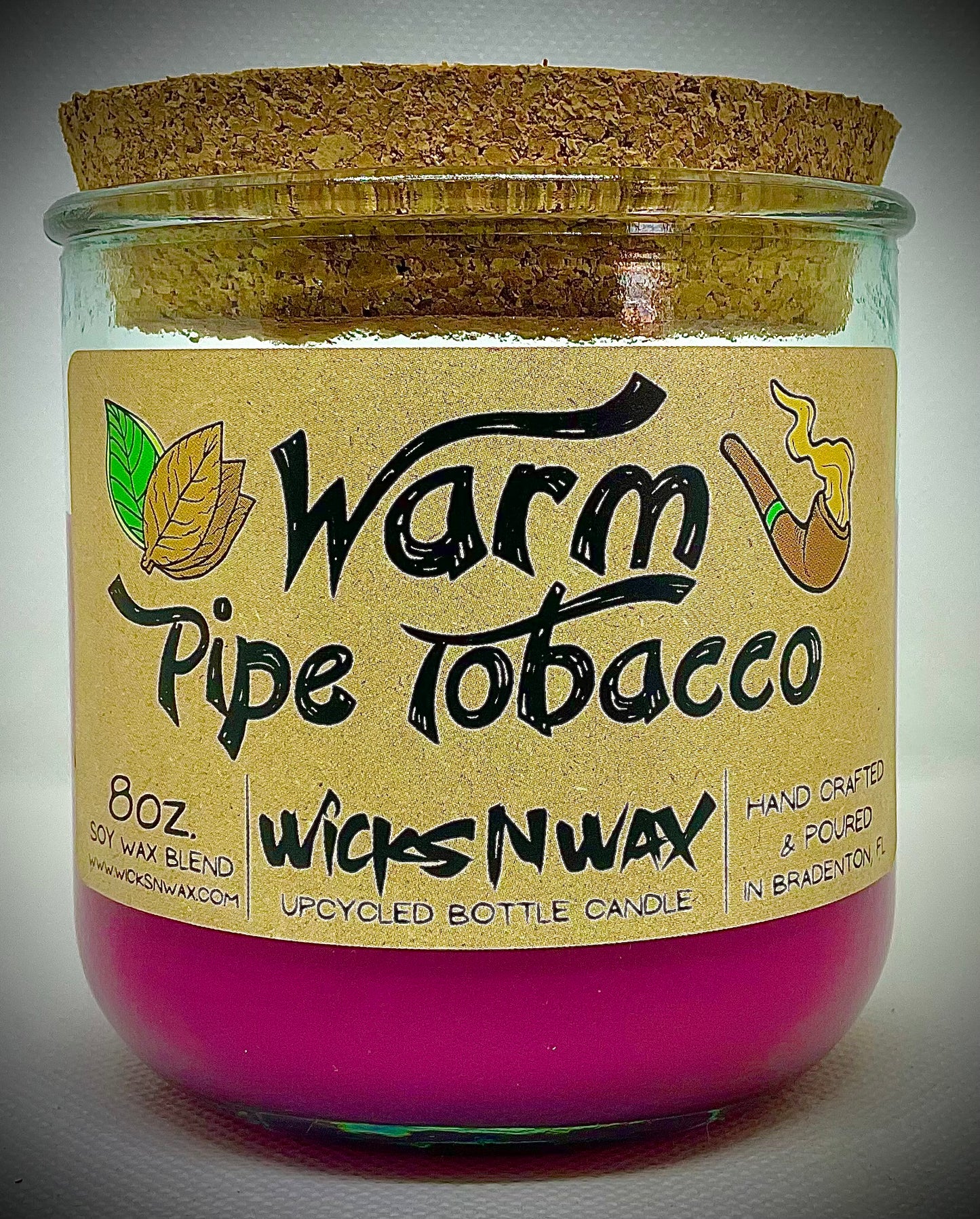 Warm Pipe Tobacco | Candle | 100% Recycled Glass | WicksNWax