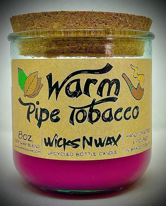 Warm Pipe Tobacco | Candle | 100% Recycled Glass | WicksNWax