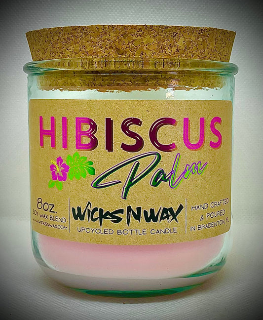 Hibiscus Palm | Candle | 100% Recycled Glass | WicksNWax