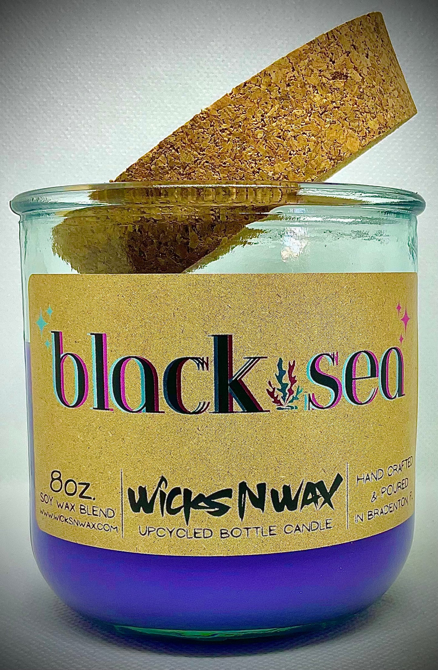 Black Sea | Candle | 100% Recycled Glass | WicksNWax