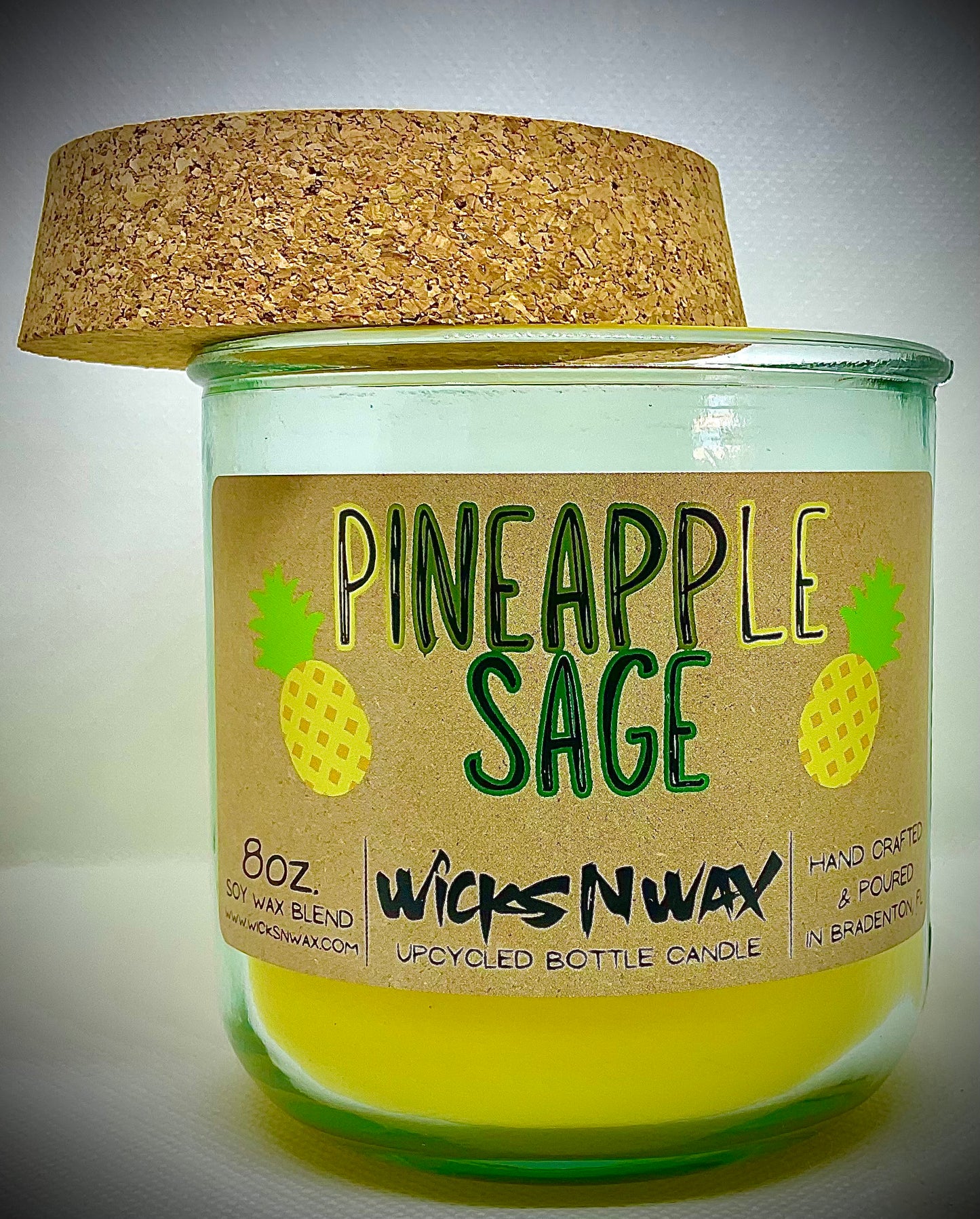 Pineapple Sage | Candle | 100% Recycled Glass | WicksNWax