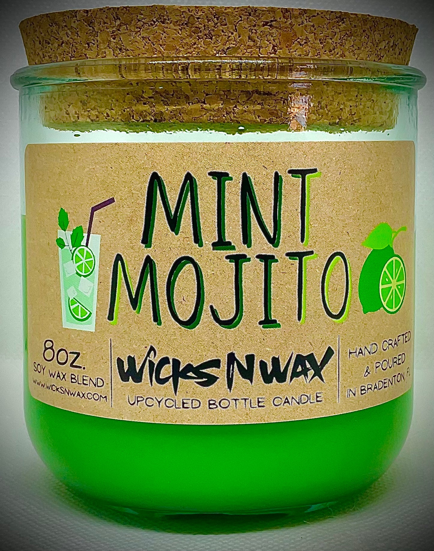 Mint Mojito | Candle | 100% Recycled Glass | WicksNWax