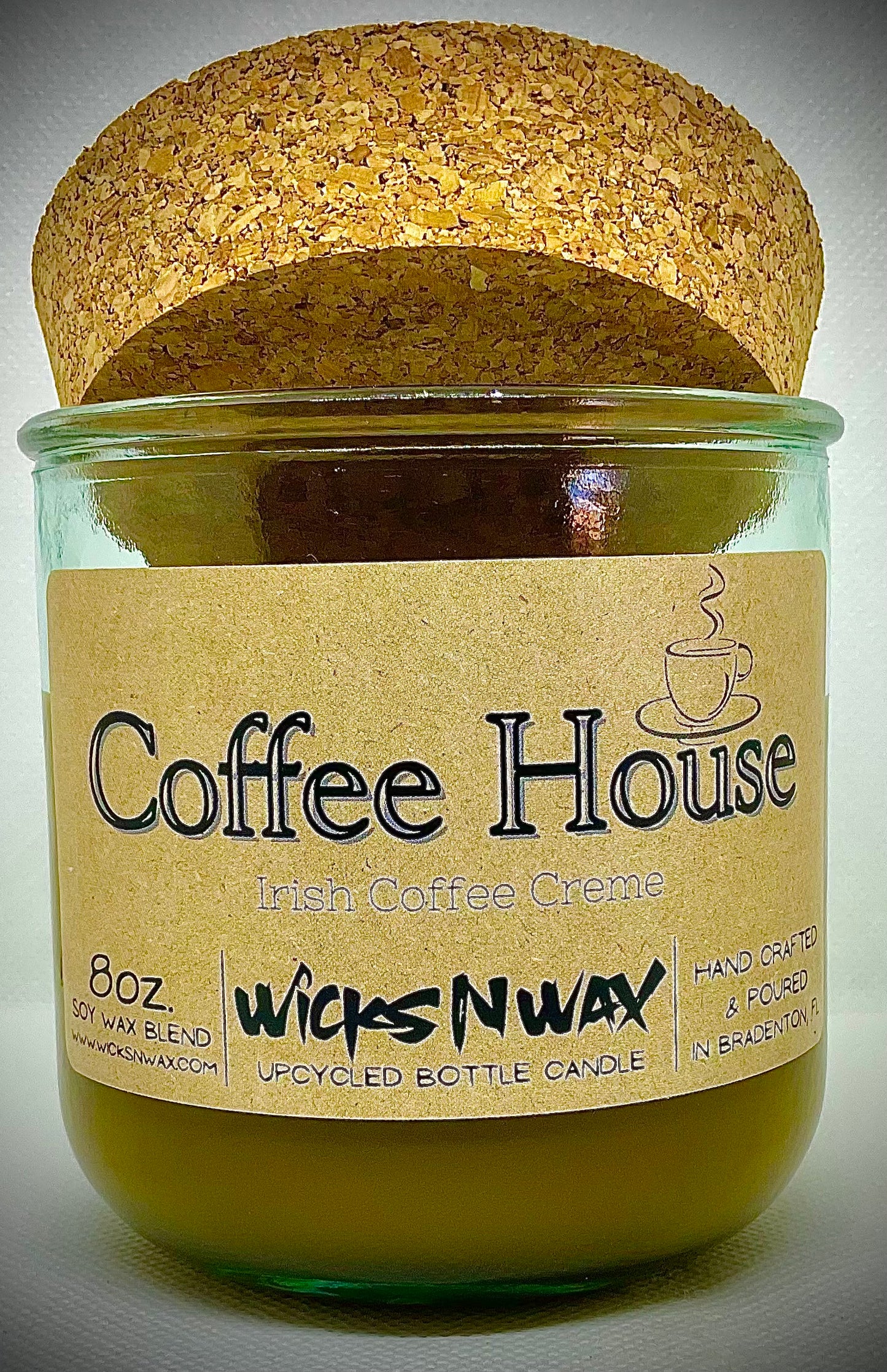 Coffee House | Candle | 100% Recycled Glass | WicksNWax