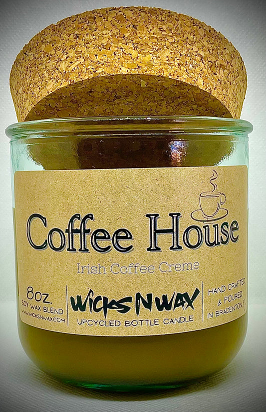 Coffee House | Candle | 100% Recycled Glass | WicksNWax