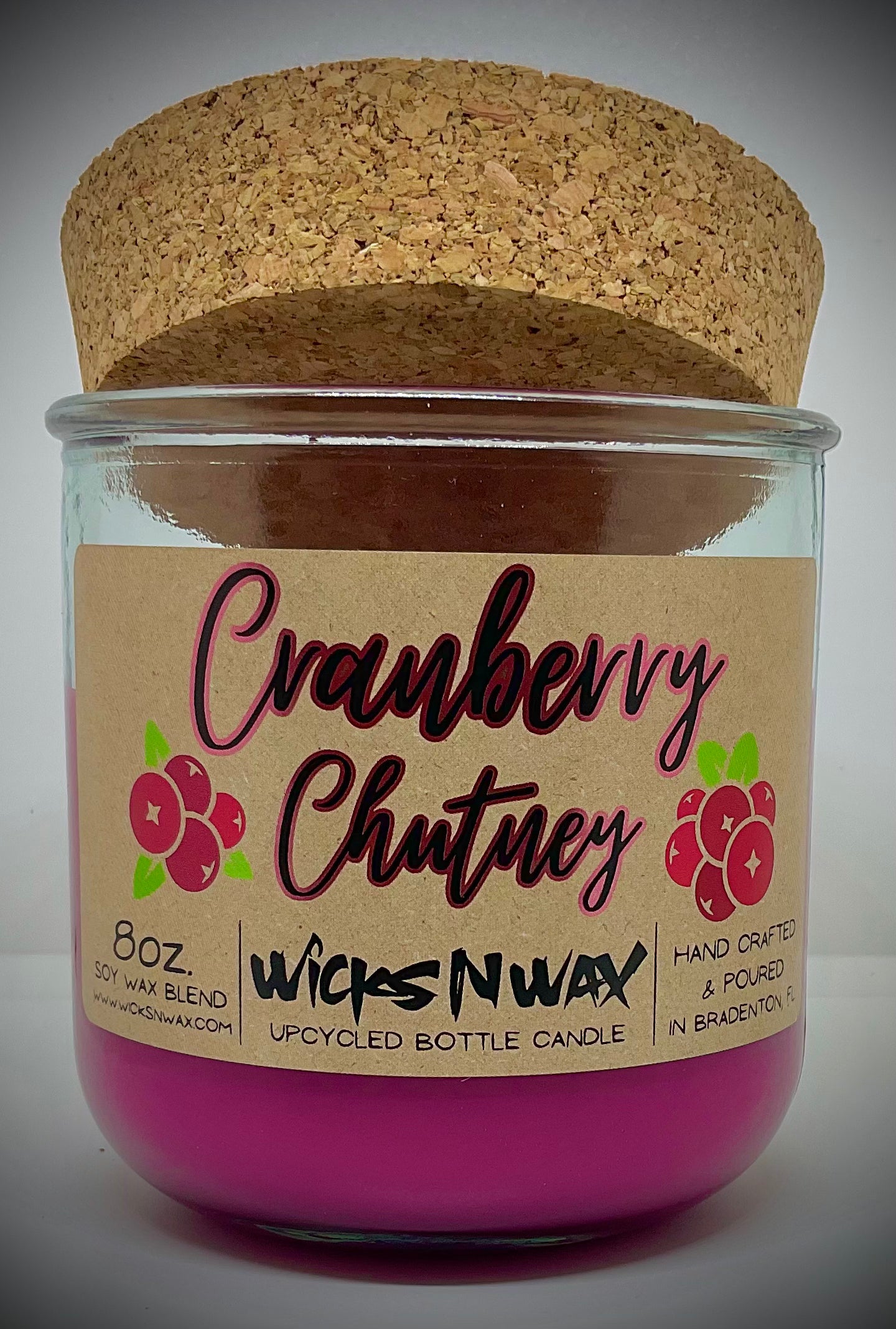 Cranberry Chutney | Candle | 100% Recycled Glass | WicksNWax