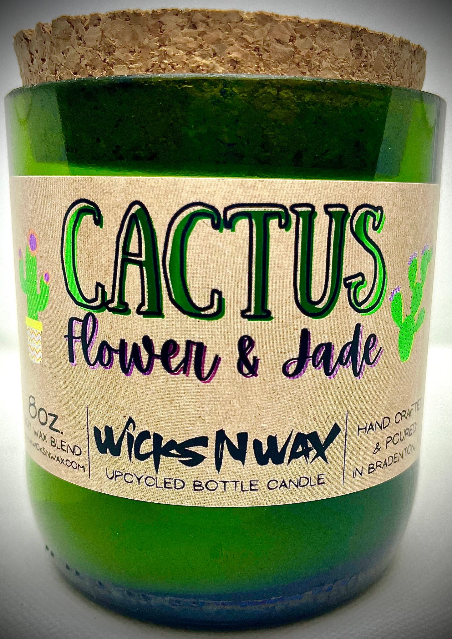 Cactus Flower & Jade | Champagne Bottle Candle | WicksNWax