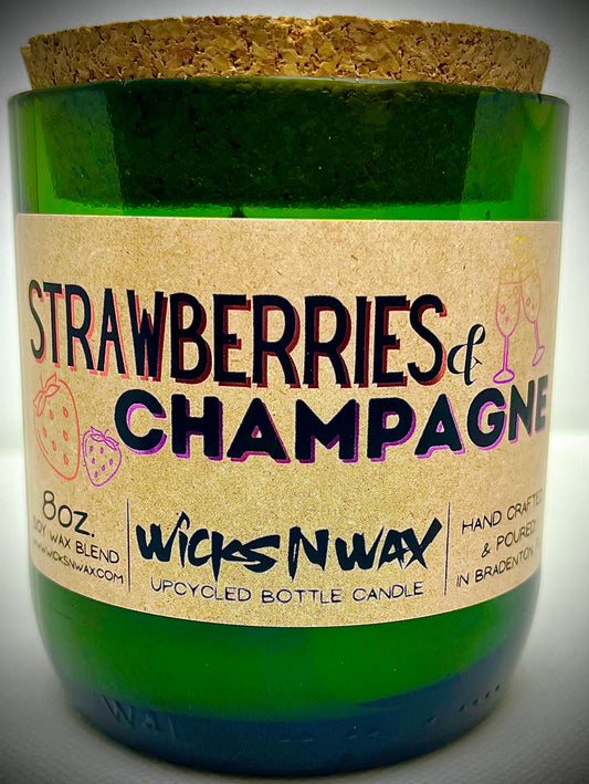 Strawberries & Champagne | Champagne Bottle Candle | WicksNWax