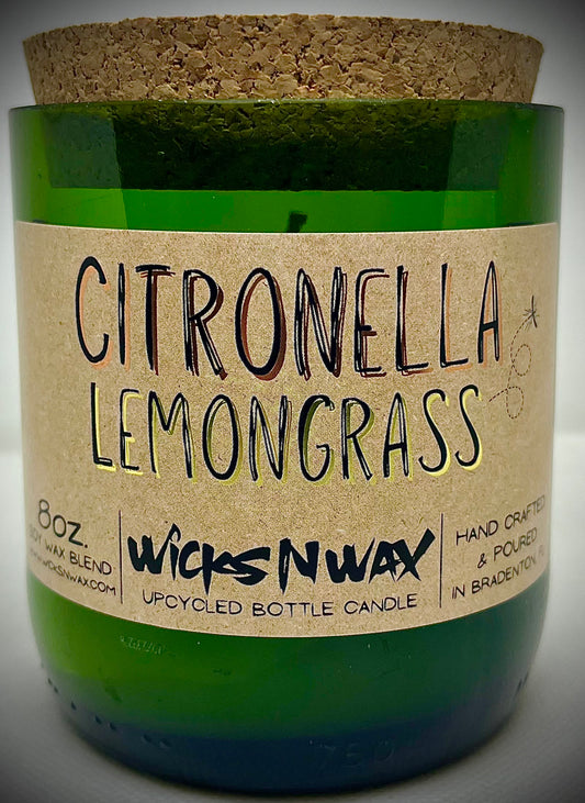 Citronella Lemongrass | Champagne Bottle Candle | WicksNWax