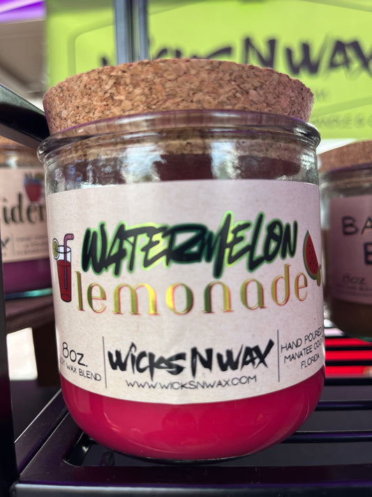 Watermelon Lemonade | Candle | 100% Recycled Glass | WicksNWax