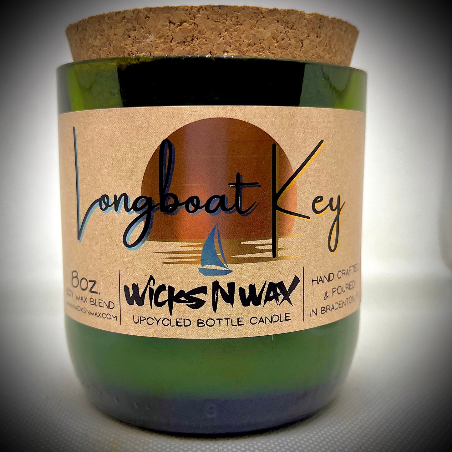 Longboat Key | Candle | Upcycled Champagne Bottle | WicksNWax
