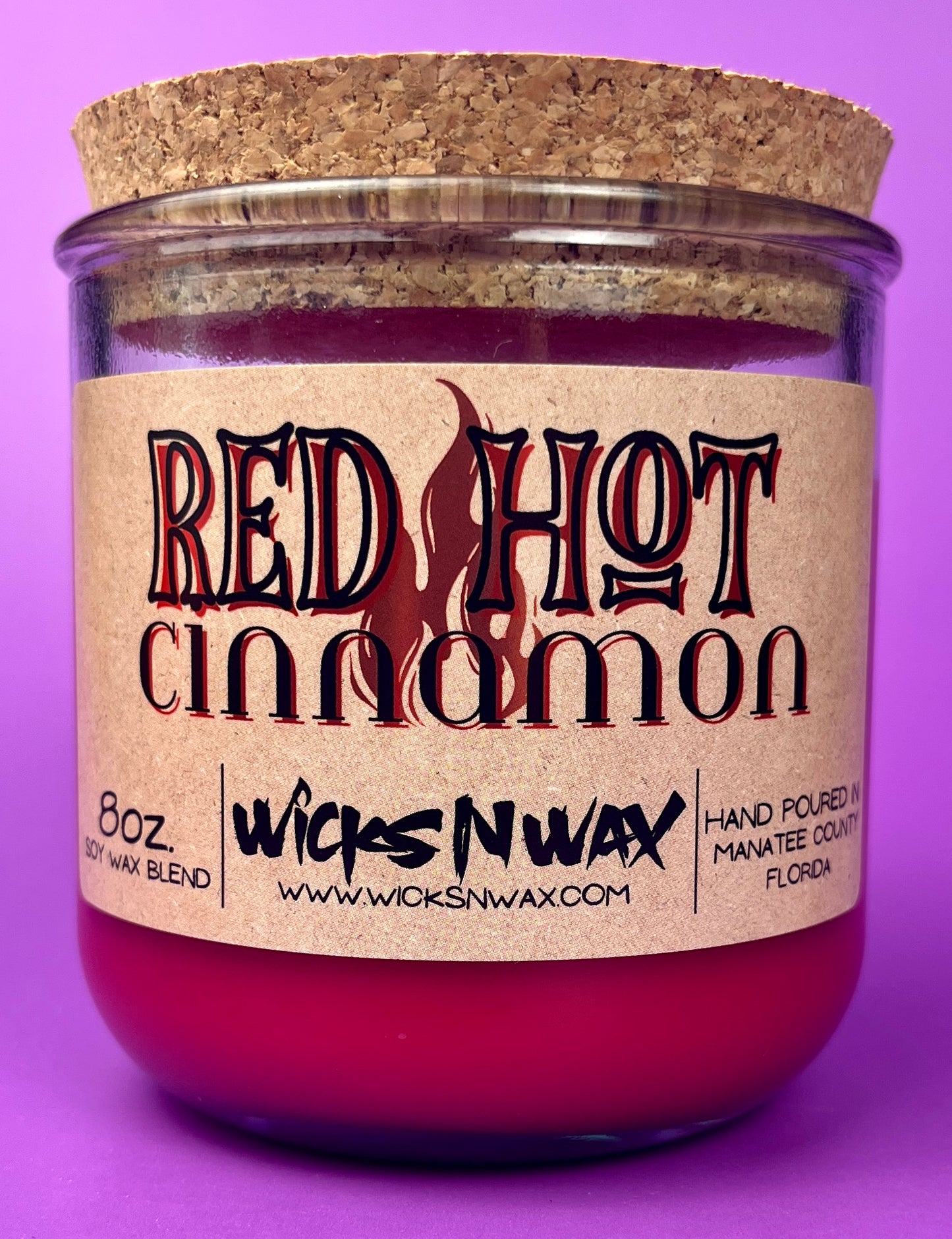 Red Hot Cinnamon | Recycled Glass Candle  | WicksNWax