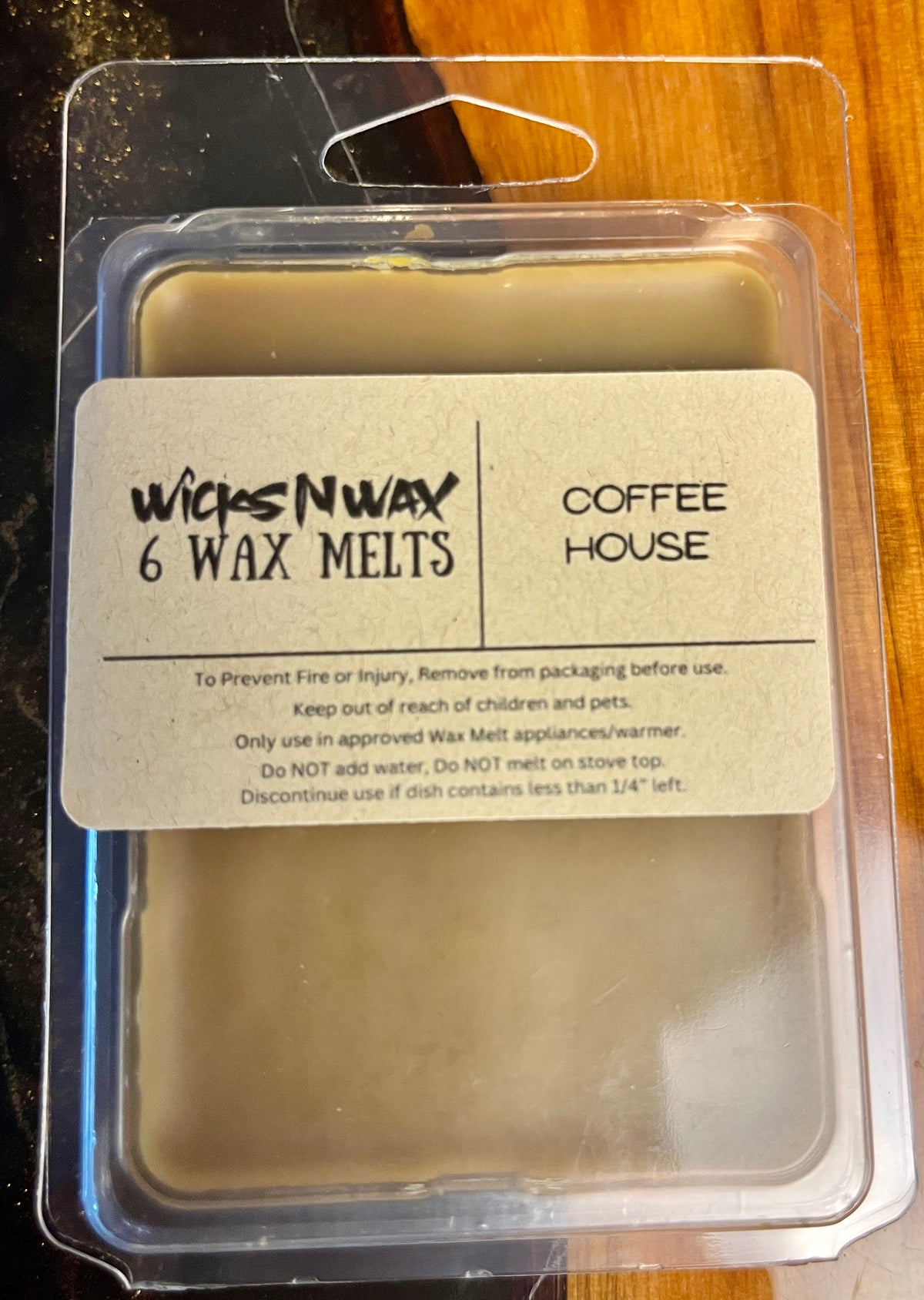 Coffee House wax melts, 6-pack in clear plastic clamshell