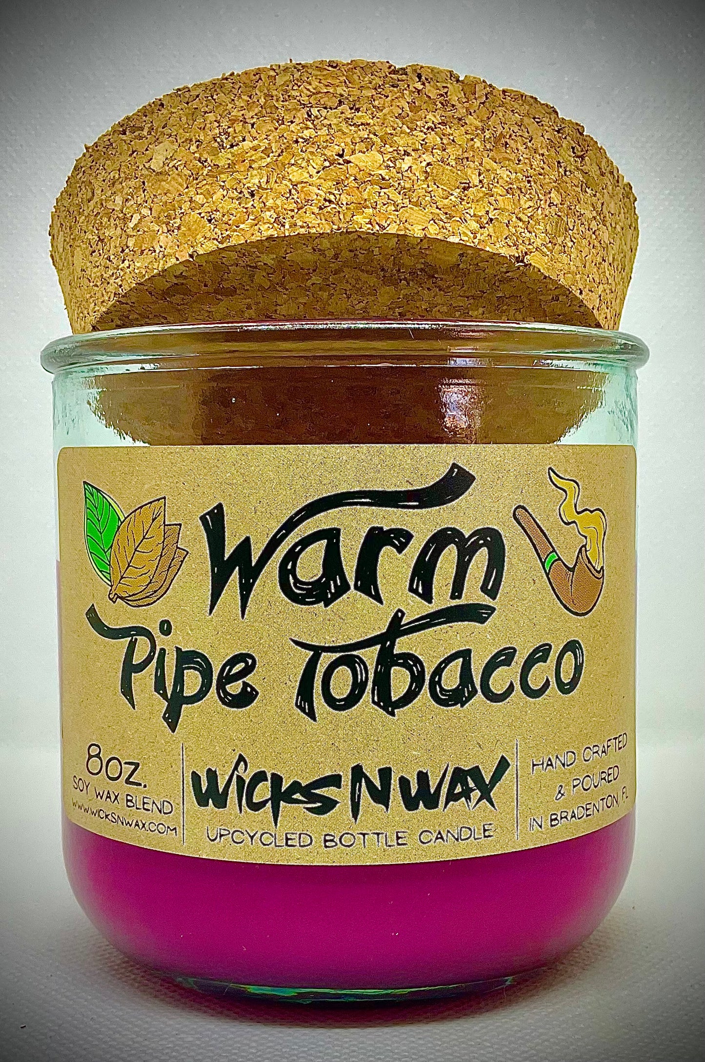 Warm Pipe Tobacco | Candle | 100% Recycled Glass | WicksNWax
