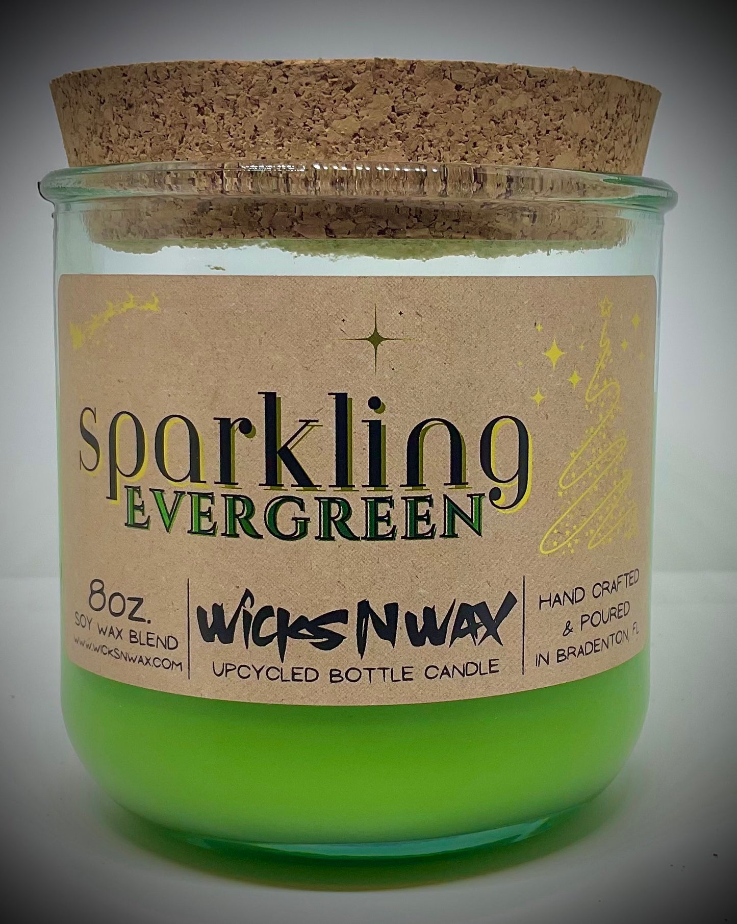 Sparkling Evergreen | Candle | 100% Recycled Glass | WicksNWax