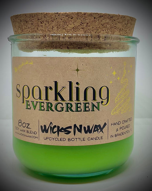Sparkling Evergreen | Candle | 100% Recycled Glass | WicksNWax