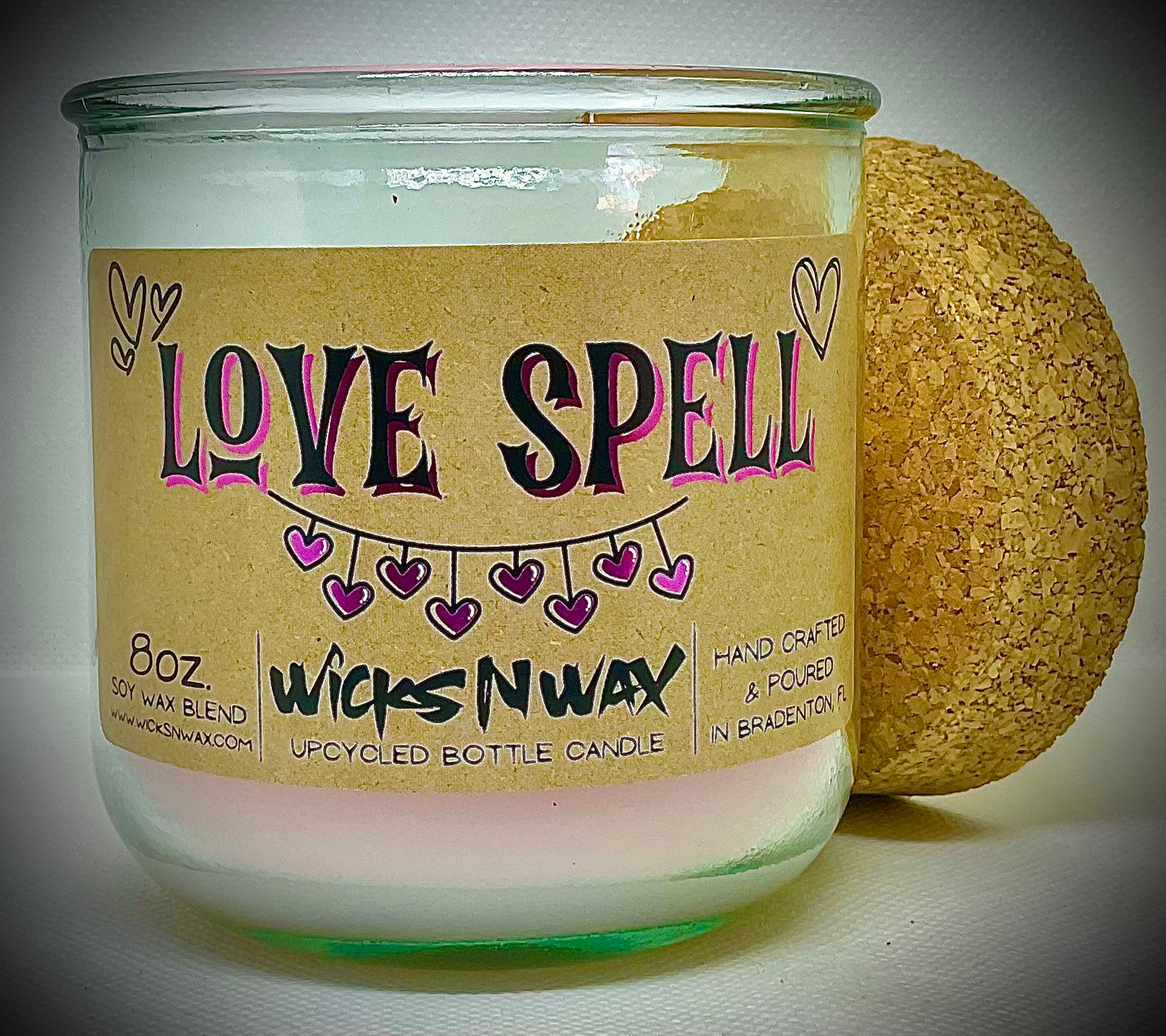 Love Spell | Candle | 100% Recycled Glass | WicksNWax