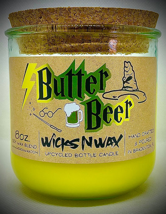 Butter Beer | Candle | 100% Recycled Glass | WicksNWax