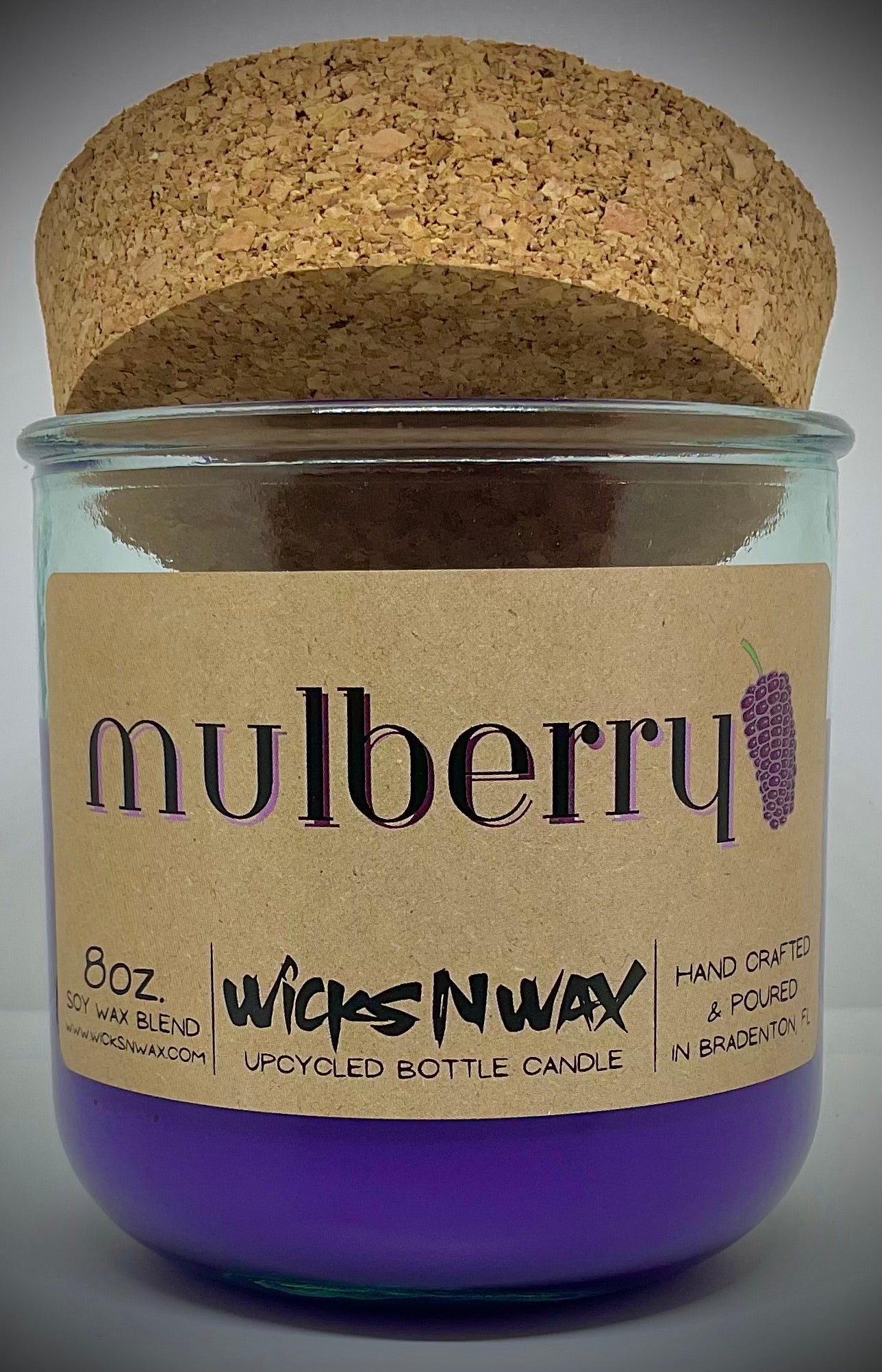 Mulberry | Candle | 100% Recycled Glass  | WicksNWax