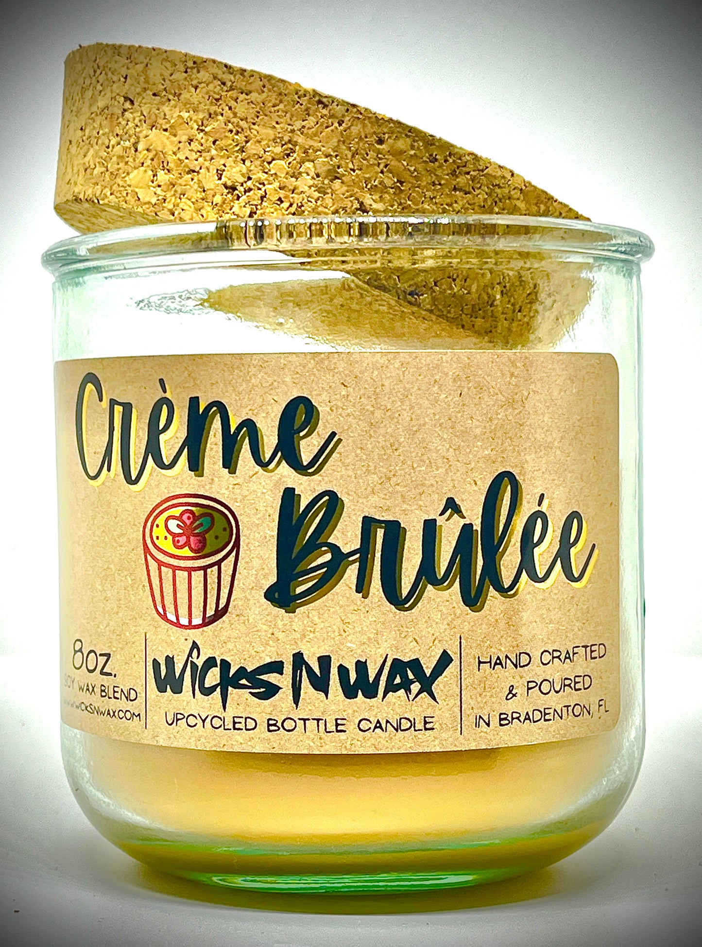 Creme Brûlée | Candle | 100% Recycled Glass | WicksNWax