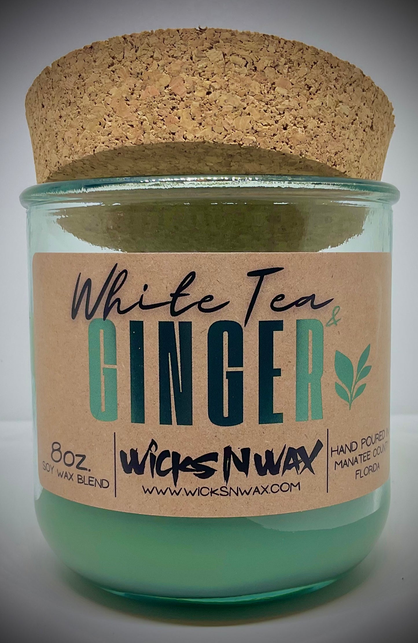 White Tea & Ginger | Candle | 100% Recycled Glass | WicksNWax