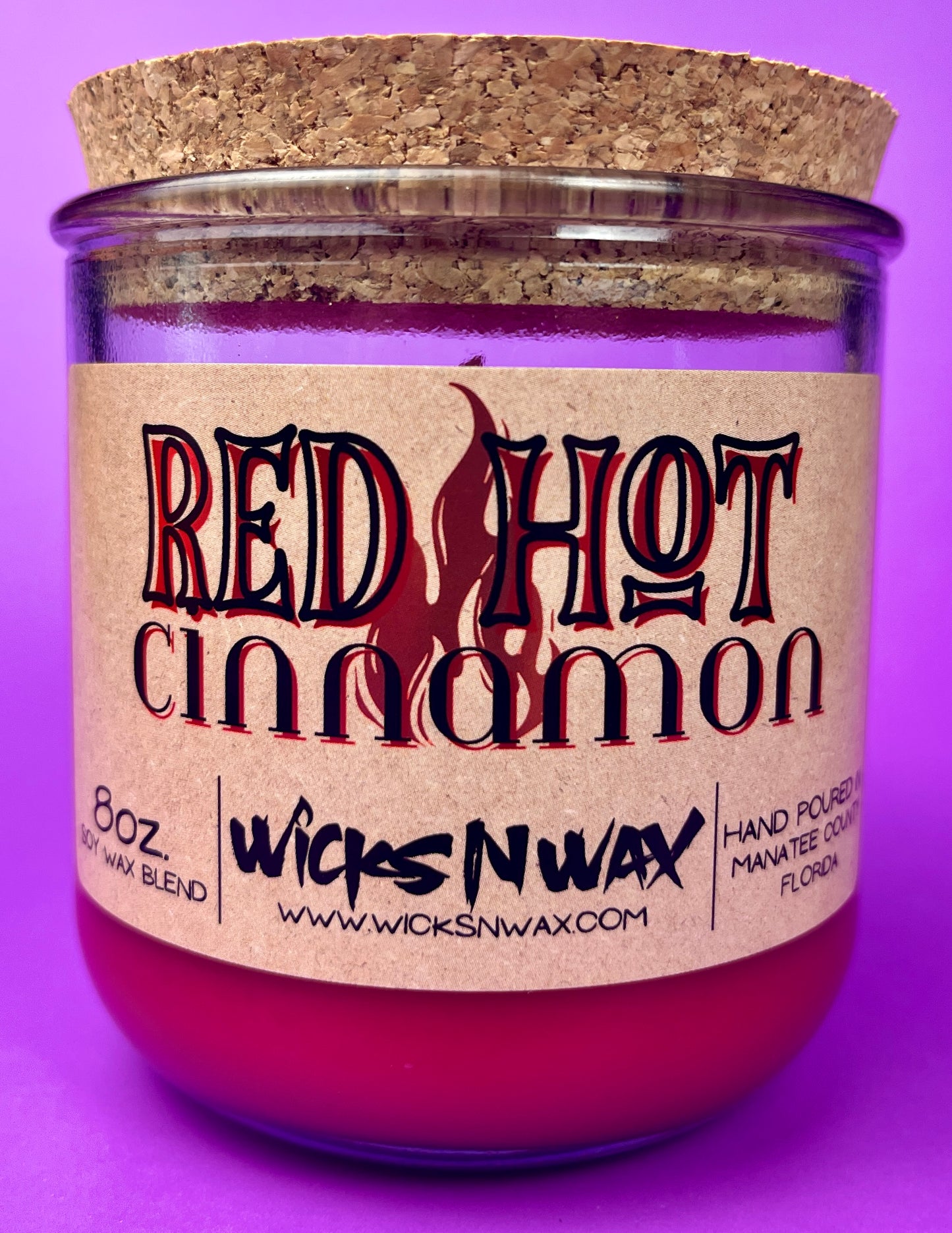 Red Hot Cinnamon | Recycled Glass Candle  | WicksNWax