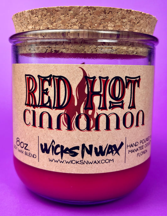 Red Hot Cinnamon | Recycled Glass Candle  | WicksNWax