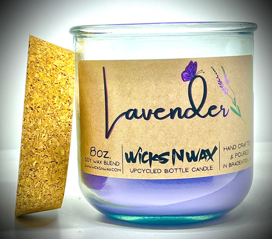 Lavender | Candle | 100% Recycled Glass | WicksNWax