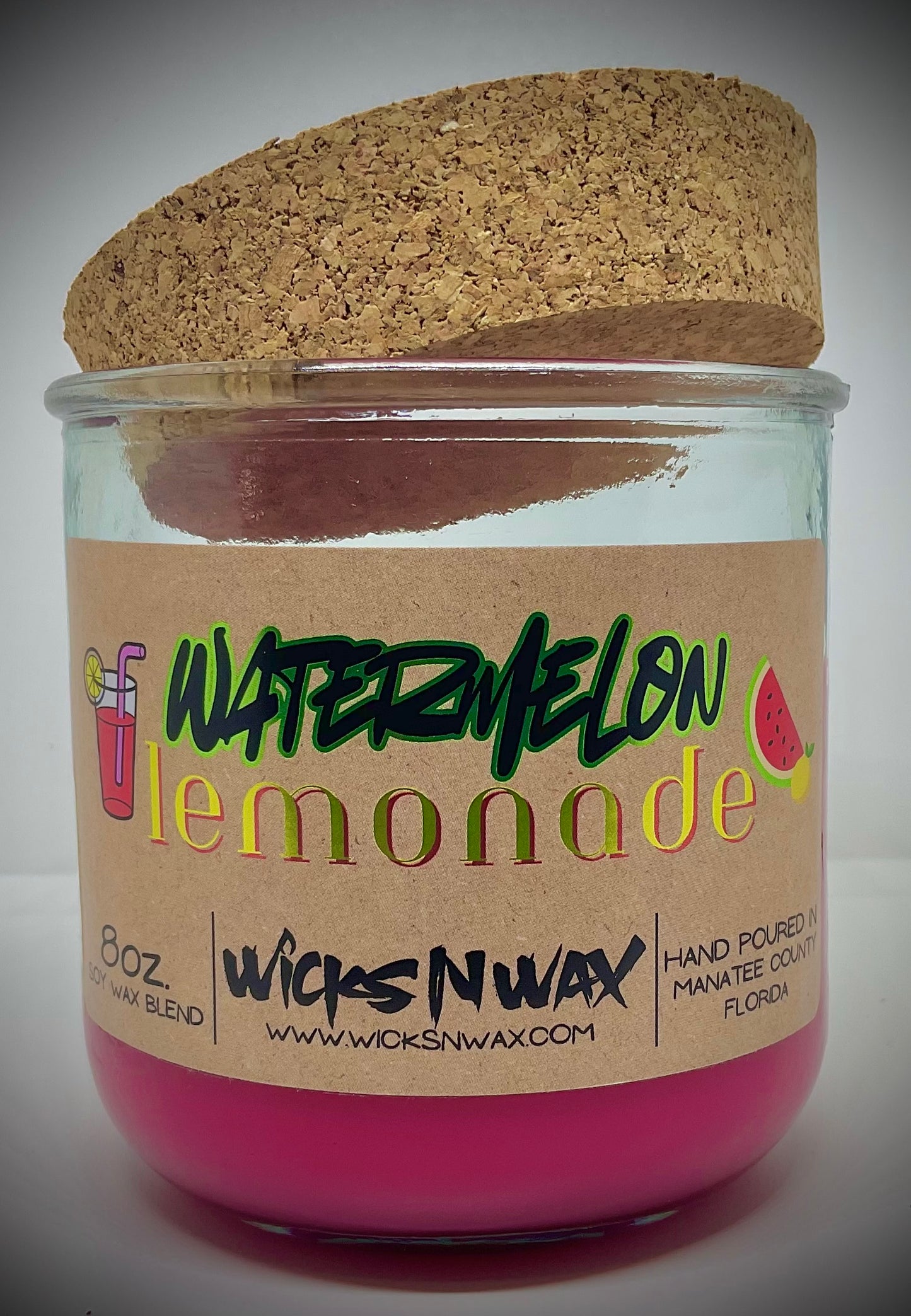 Watermelon Lemonade | Candle | 100% Recycled Glass | WicksNWax