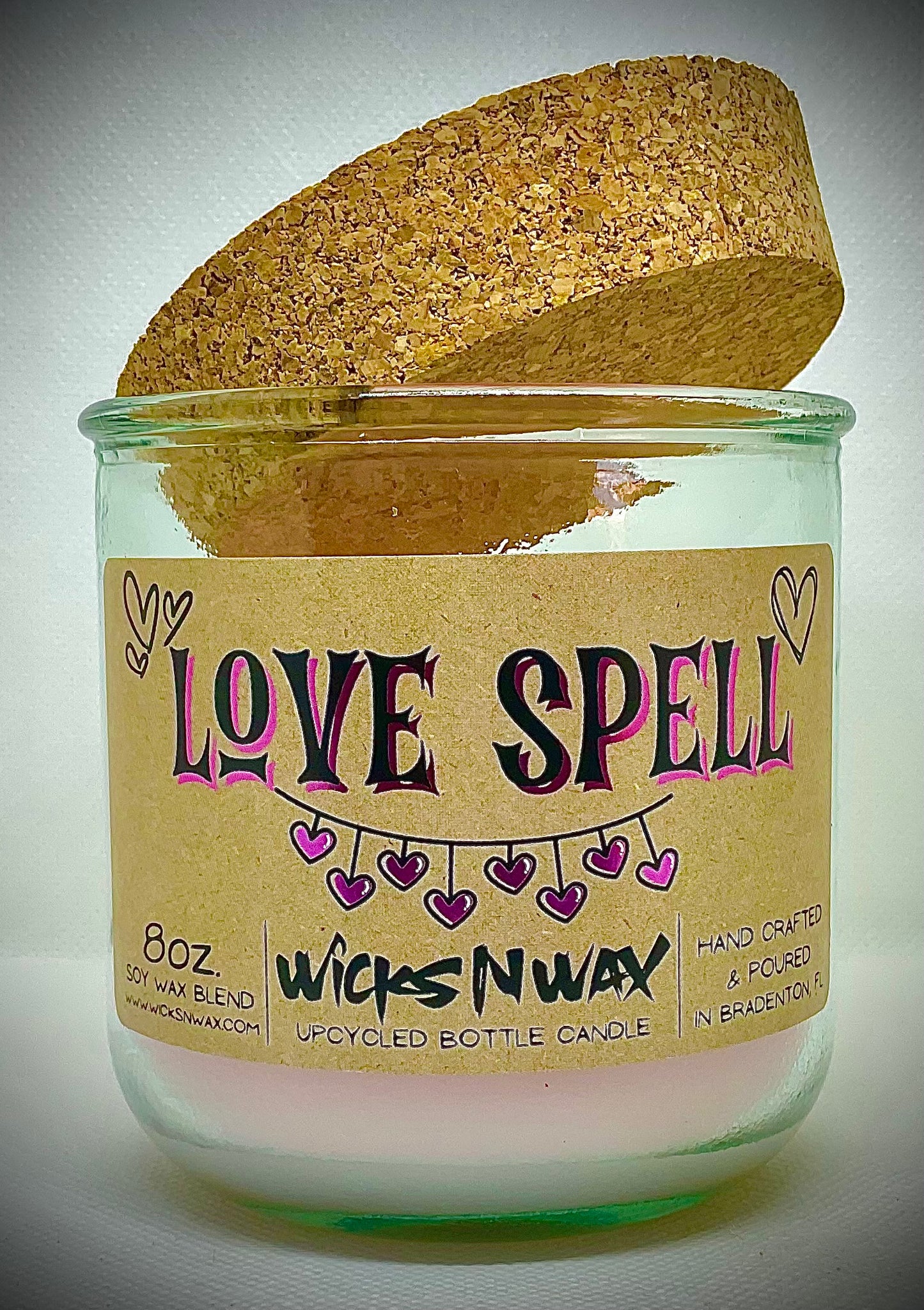 Love Spell | Candle | 100% Recycled Glass | WicksNWax