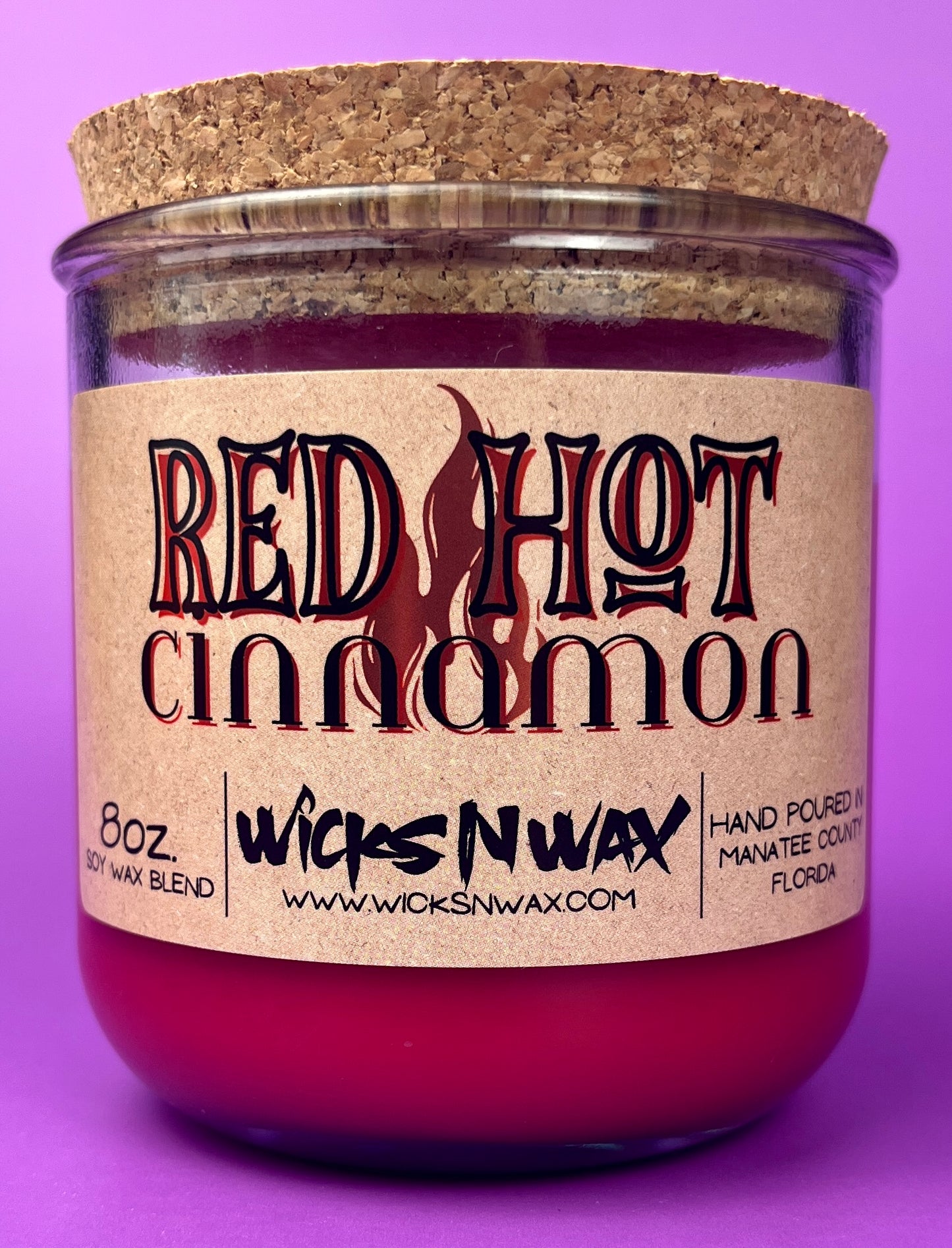 Red Hot Cinnamon | Recycled Glass Candle  | WicksNWax
