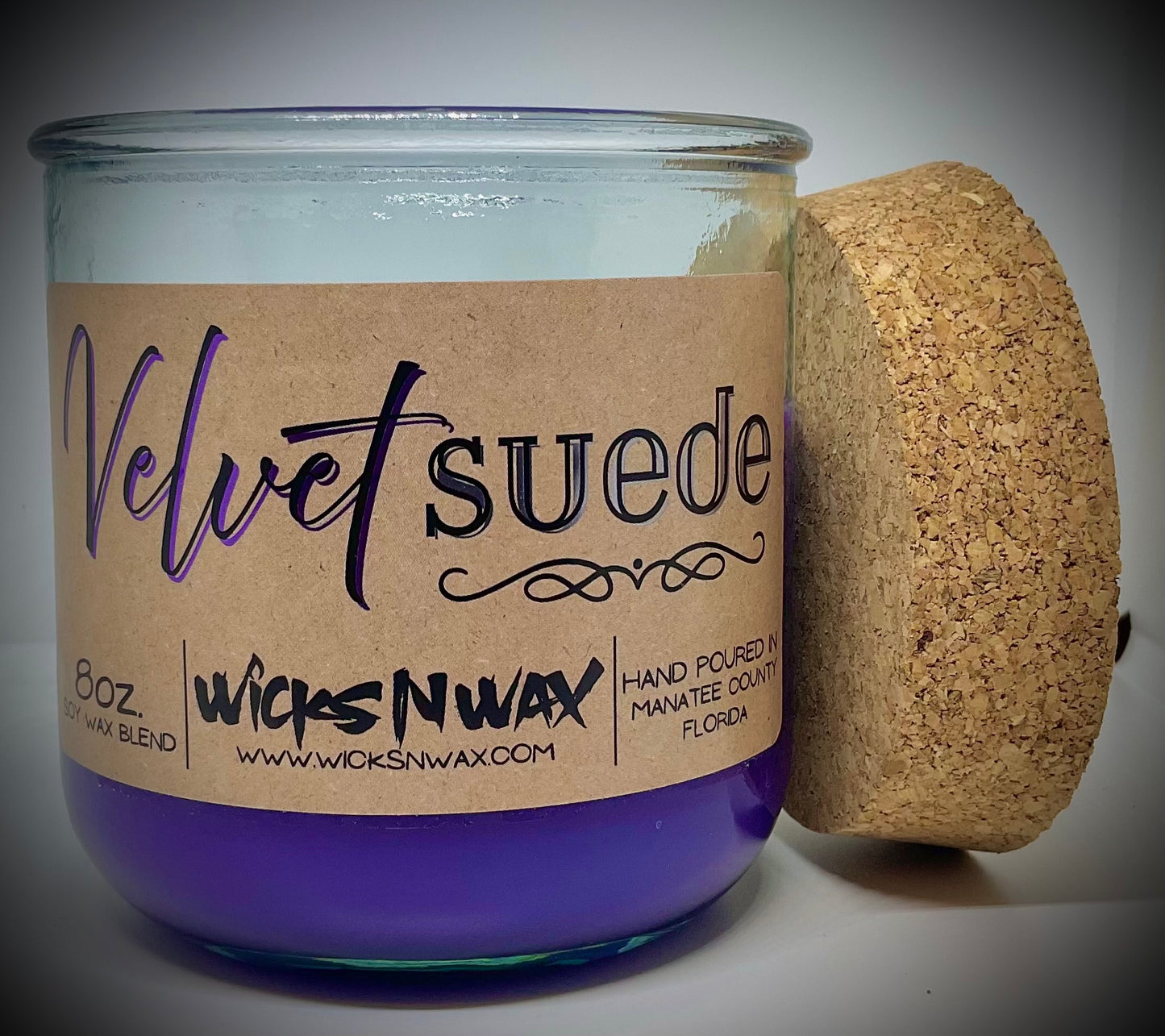 Velvet Suede | Candle | 100% Recycled Glass | WicksNWax