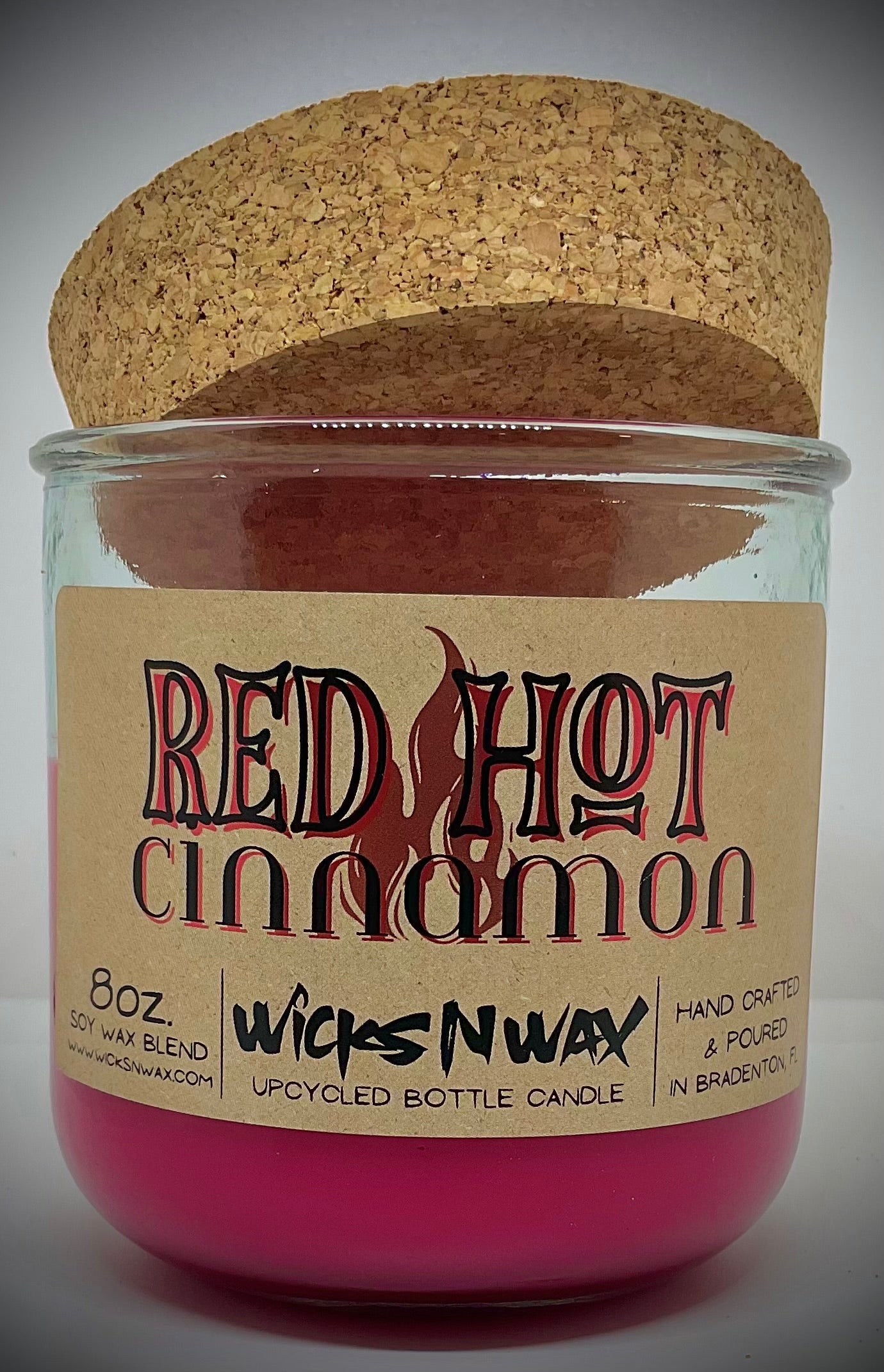 Red Hot Cinnamon | Candle | 100% Recycled Glass  | WicksNWax