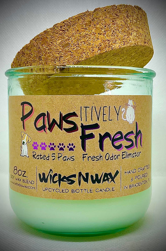 Pawsitively Fresh (Fresh Odor Eliminator) | Candle | 100% Recycled Glass | WicksNWax