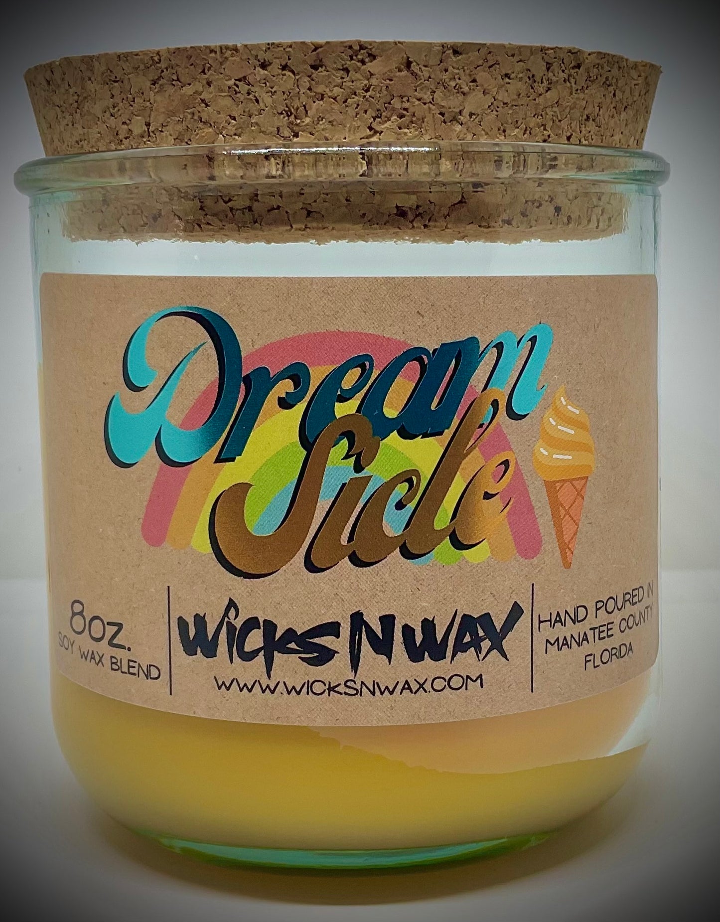 Dreamsicle | Candle | 100% Recycled Glass | WicksNWax