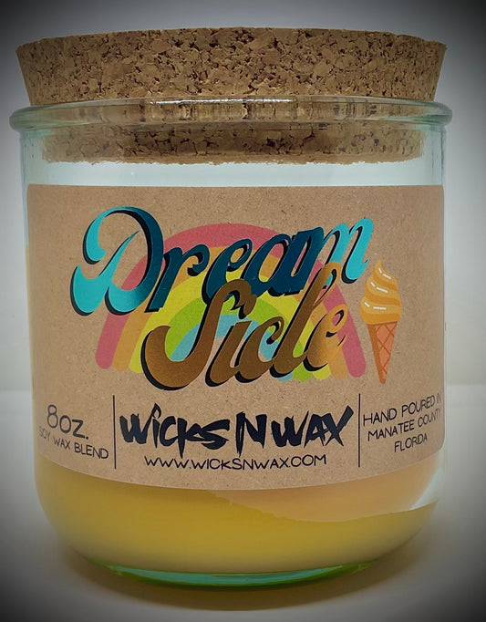 Dreamsicle | Candle | 100% Recycled Glass | WicksNWax