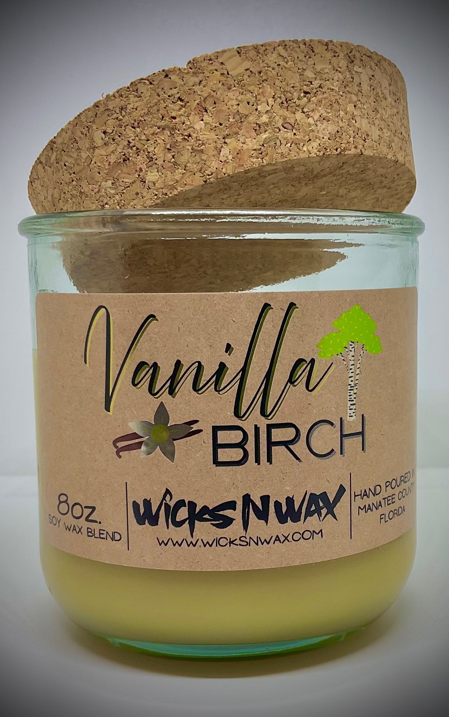 Vanilla Birch | Candle | 100% Recycled Glass | WicksNWax