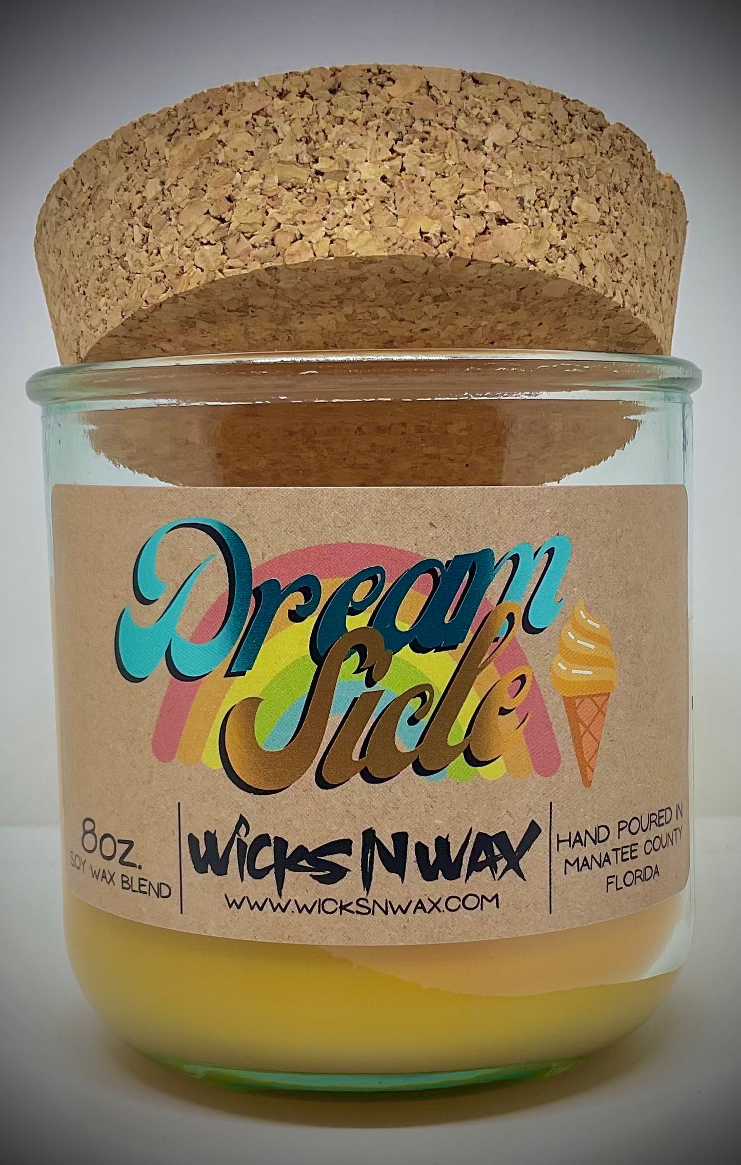 Dreamsicle | Candle | 100% Recycled Glass | WicksNWax