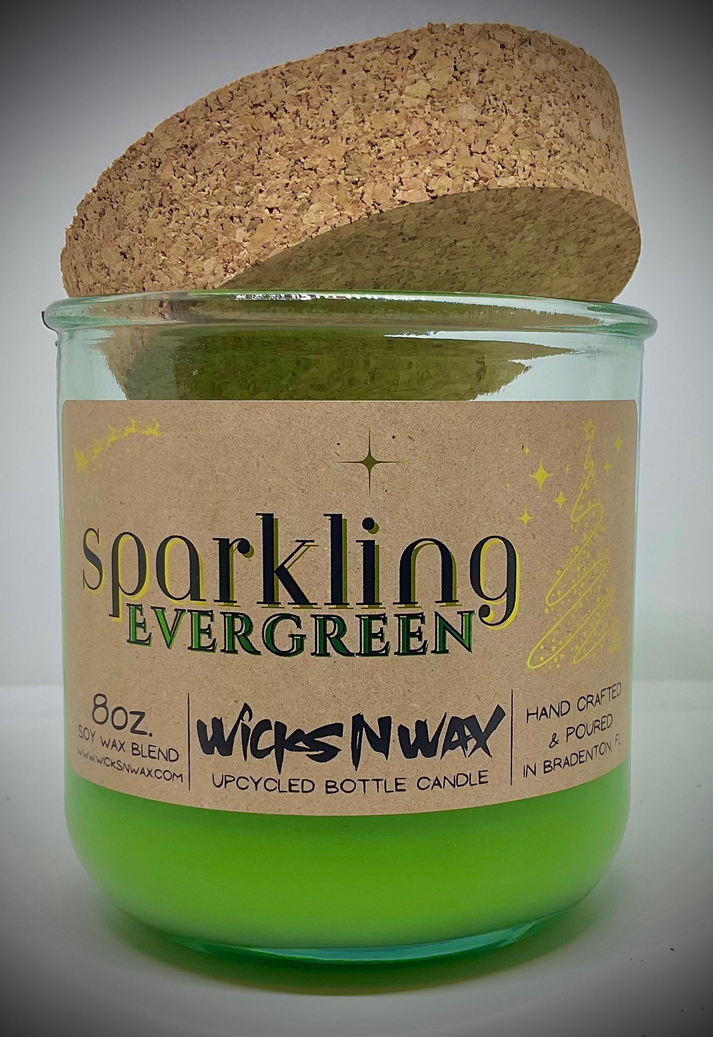 Sparkling Evergreen | Candle | 100% Recycled Glass | WicksNWax