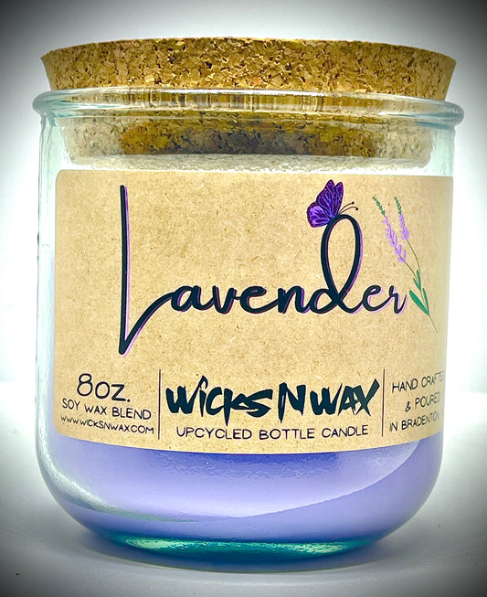 Lavender | Candle | 100% Recycled Glass | WicksNWax