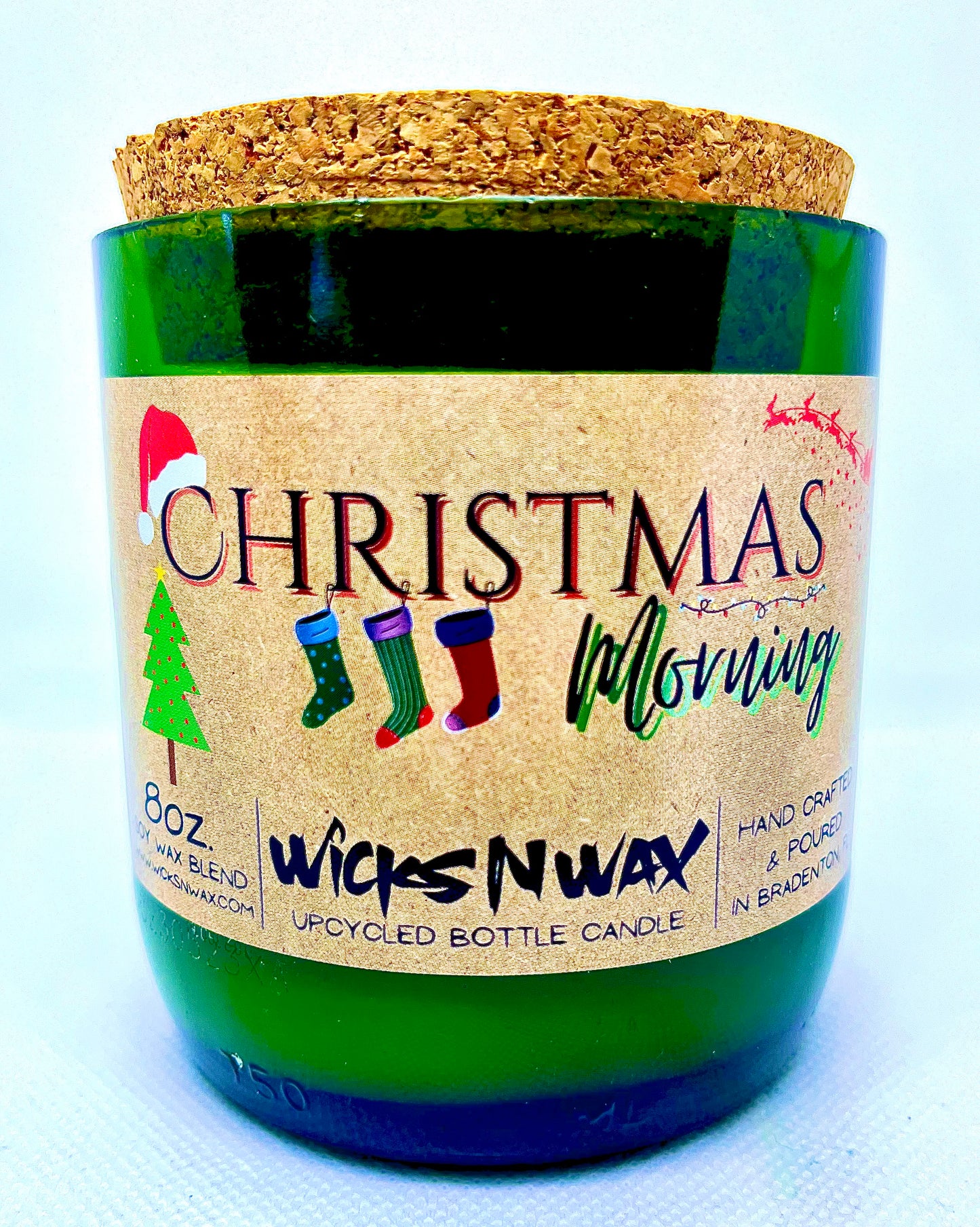Christmas Morning | Warm Spice | Candle | Upcycled Champagne Bottle | WicksNWax