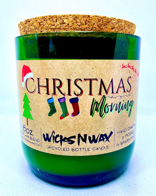 Christmas Morning | Warm Spice | Candle | Upcycled Champagne Bottle | WicksNWax