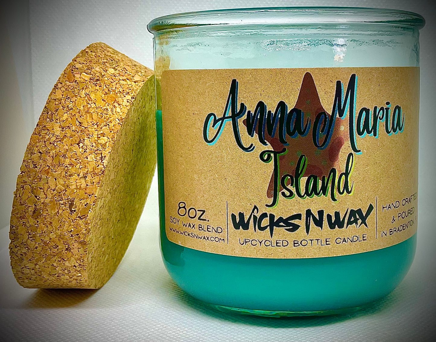 Anna Maria Island | Beach Wood | Candle | 100% Recycled Glass | WicksNWax