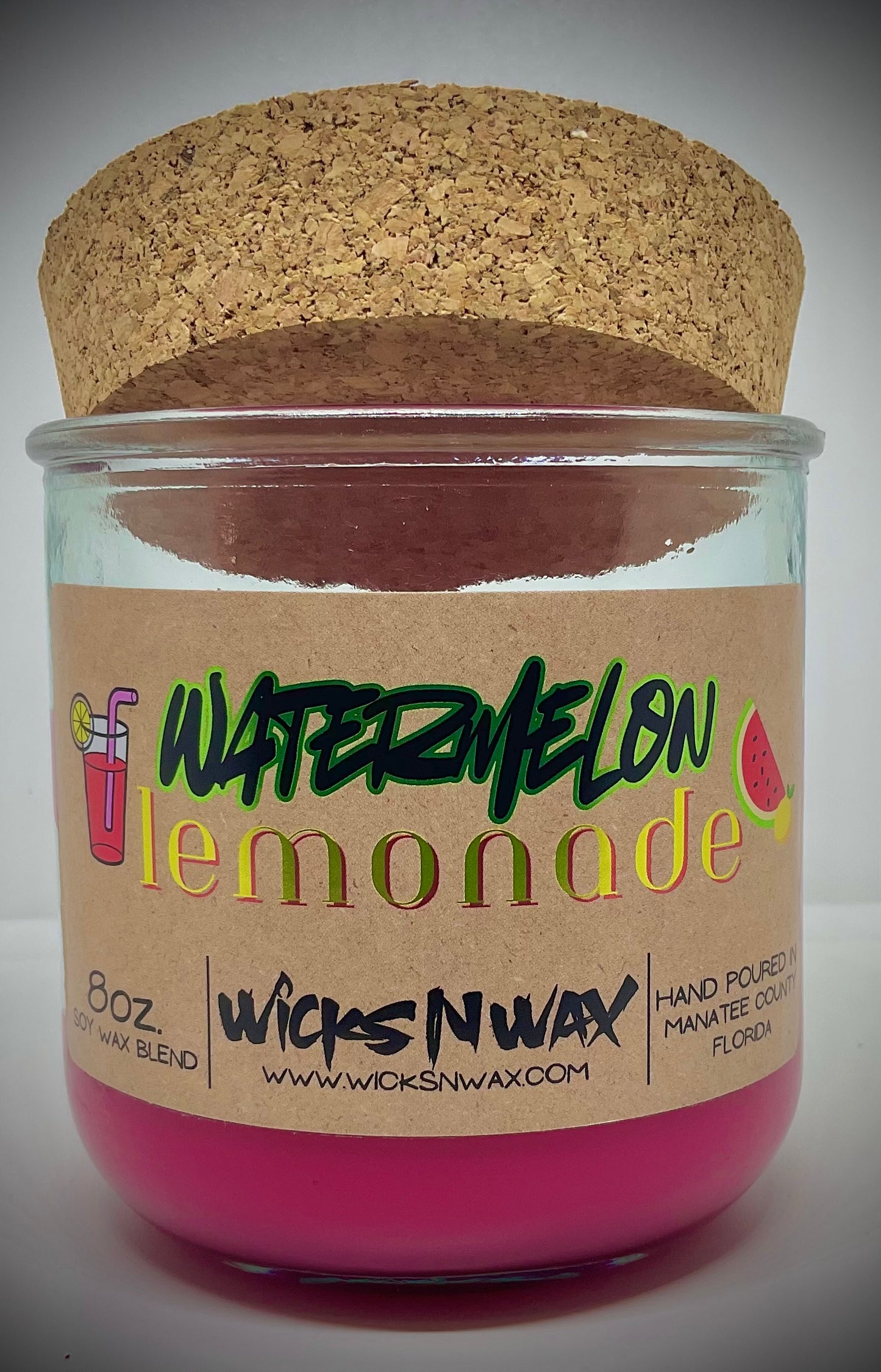 Watermelon Lemonade | Candle | 100% Recycled Glass | WicksNWax