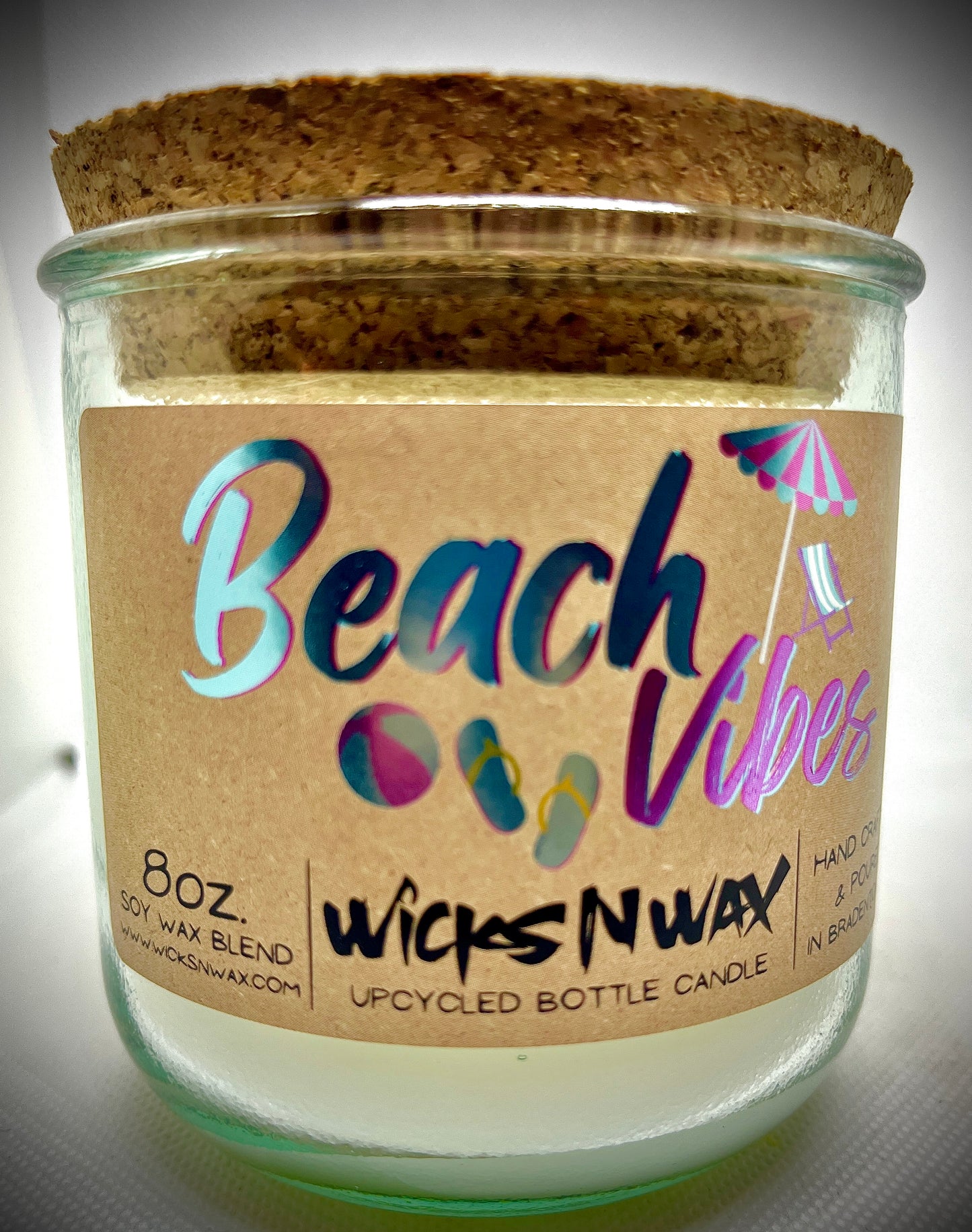 Beach Vibes | Candle | 100% Recycled Glass | WicksNWax
