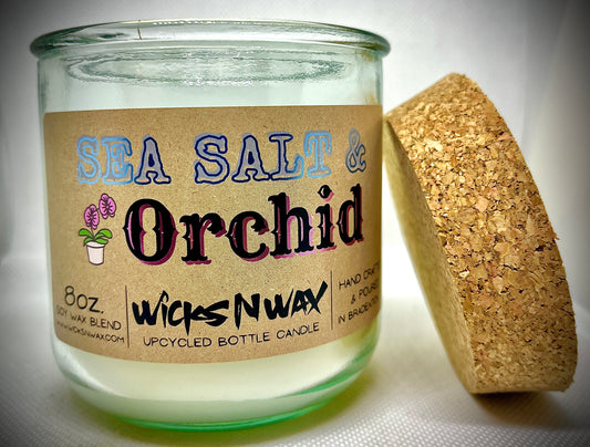 Sea Salt & Orchid | Candle | 100% Recycled Glass | WicksNWax