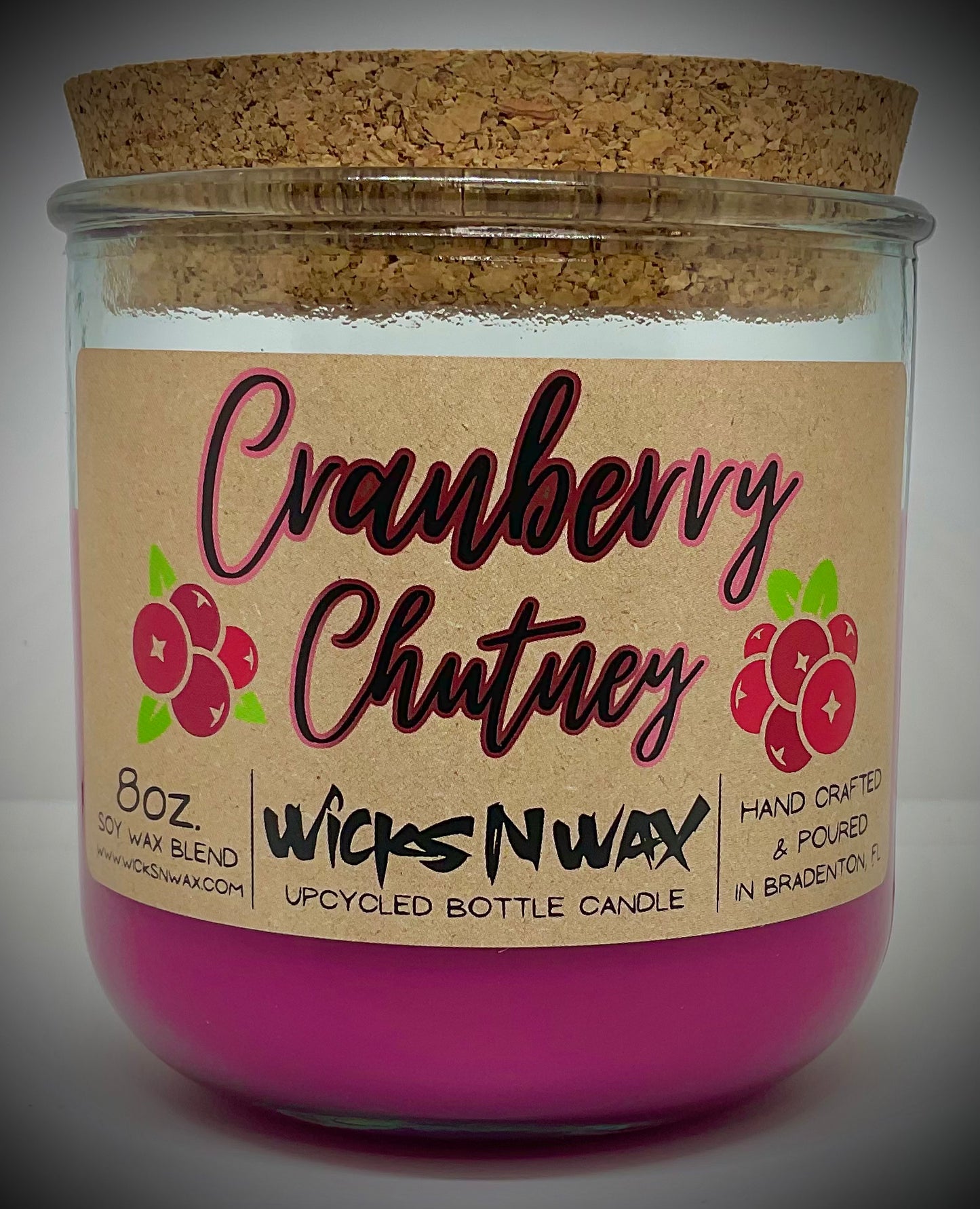 Cranberry Chutney | Candle | 100% Recycled Glass | WicksNWax